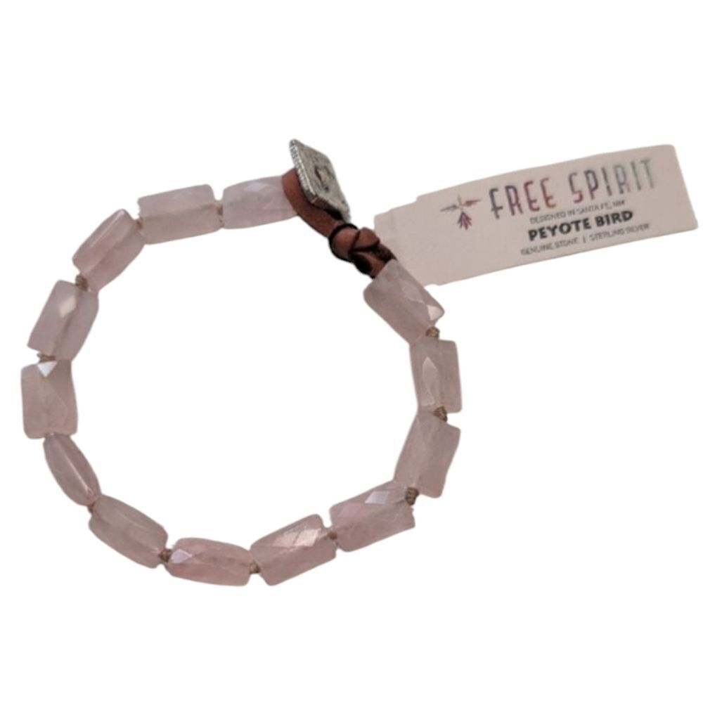 NWT Peyote Bird Rose Quartz Beaded Bracelet Sterling Silver Accent Chunky
